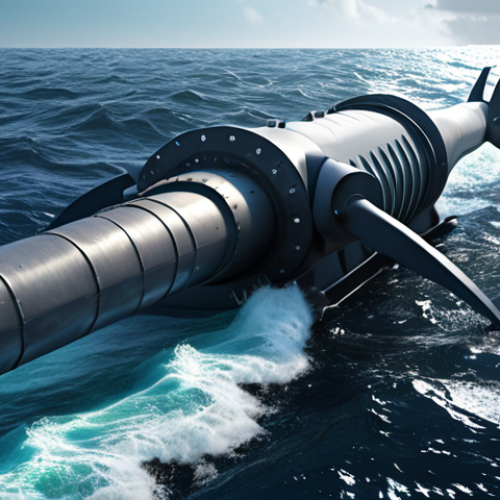 Home 4 **
"Massive underwater tidal turbine installation, powerful ocean currents, generating electricity, renewable energy, marine environment, realistic."
**