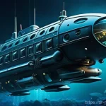 심해 탐사 장비의 발전 - **Prompt 1: Manned Deep-Sea Exploration Submersible**
"A sleek, futuristic manned submersible wi...