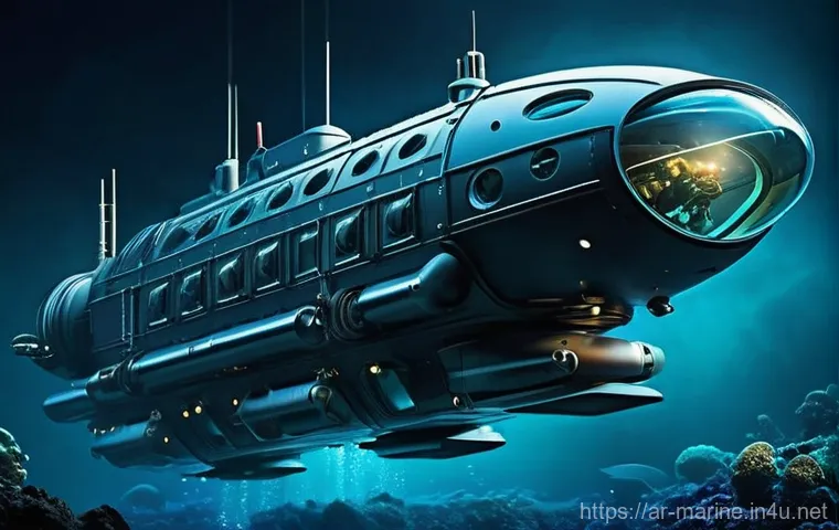심해 탐사 장비의 발전 - **Prompt 1: Manned Deep-Sea Exploration Submersible**
"A sleek, futuristic manned submersible wi...