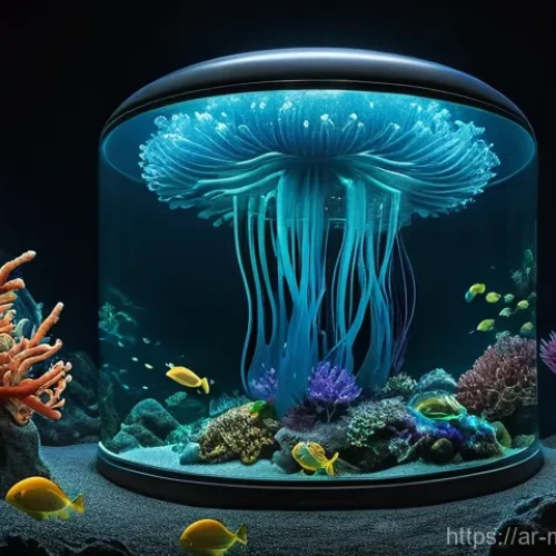 Home 17 해양바이오자원 - **Prompt:** A futuristic, sleek deep-sea submersible, glowing faintly with advanced lights, explorin...