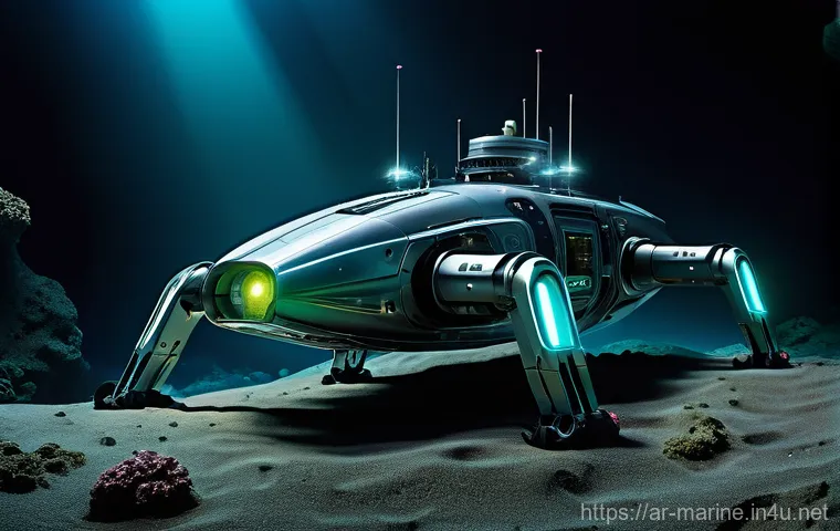심해광물 탐사 - **Prompt 1: Futuristic Deep-Sea Exploration**
"A highly advanced, sleek submersible robot, equip...