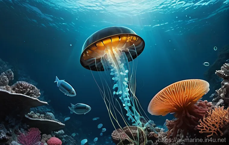 심해광물 탐사 - **Prompt 1: Futuristic Deep-Sea Exploration**
"A highly advanced, sleek submersible robot, equip... 심해광물 탐사 - **Prompt 1: Futuristic Deep-Sea Exploration**
"A highly advanced, sleek submersible robot, equip...